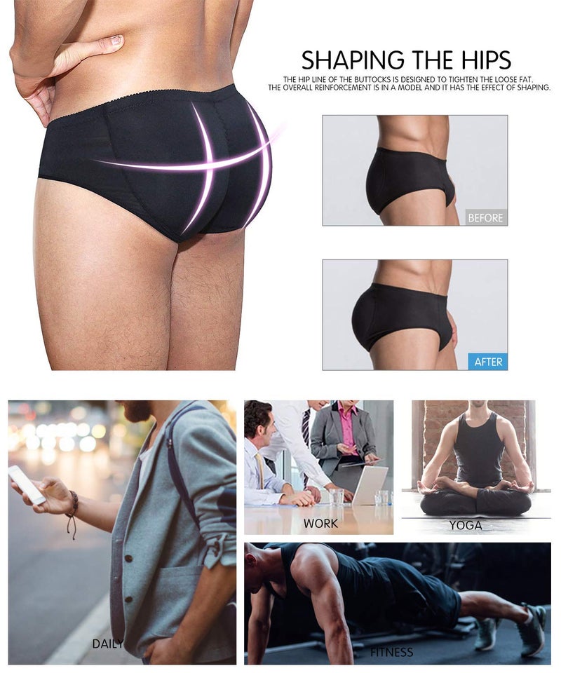 NonEcho Men Padded Brief Shapewear Shorts Butt Booster Underwear Hip-up Body Shaper Boxer Enhancer X-Large - Image 3